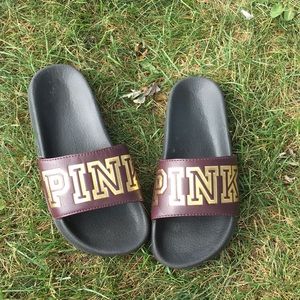 Maroon and gold pink slides